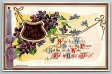 Happy days greeting Embossed No Golden Words postcard Posted 1910 picture