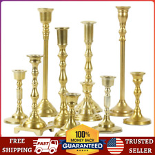 Gold Mixed Taper Candle Holders 10pcs Set Mismatched Candlesticks Vintage Style picture