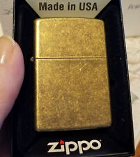 Zippo 201FB Antique Look Brass Flat Bottom NEW in box Windproof Lighter picture