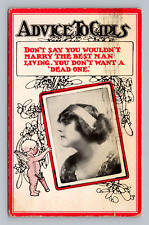 Postcard RPPC Photo Valentines Advice Girls Cape Cod Grand Tower IL Cancel 1913 picture