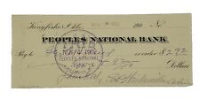1902 Bank Check: People's National Bank, Kingfisher, OK picture