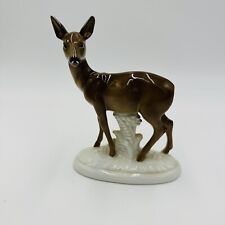 Gerold Deer Figurine Porcelain Bavaria Germany Glossy Brown Vintage Porzellan picture