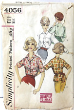 Vintage Simplicity #4056 ladies blouse pattern 4 views classic 1950's sportswear picture