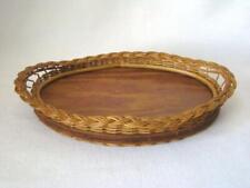 Antique Victorian Small Primitive Woven Oval WICKER DRESSER TRAY, Basket picture
