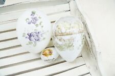 Early Victorian Hand Painted Hand Blown Milk Glass Easter Egg Lot  3 X picture