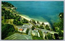 Aerial View Lake Winnipesaukee Weirs Beach New Hampshire Lakefront VTG Postcard picture