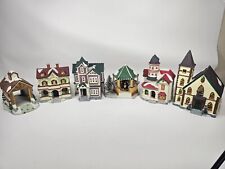 Lot of 6 Vintage NOMA Dickensville Collectables Porcelain Lighted Houses  picture