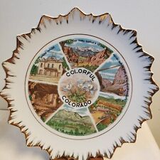 Vintage Colorful Colorado Souvenir State Plate Gold Landmarks 8