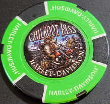 CHILKOOT PASS HD ~ ALASKA ~ Neon Green/Blk Full Color ~ Harley Poker Chip picture