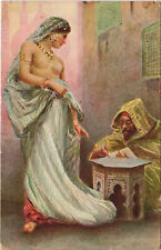 PC EGYPT, HAREM SCENE, ARTIST SIGNED, Vintage Postcard (b40517) picture