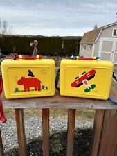 Pecoware Yellow Plastic Lunch Box  With Thermos Vintage X 2 picture
