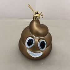 Smiling Happy Poop Christmas Tree Sparkling Brown Ornaments Holiday Gag picture