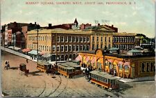 Vtg Providence RI Market Square in 1886 Looking West Street Cars 1909 Postcard picture