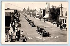 McIntosh Minnesota Postcard RPPC Photo 4th Of July Parade Cars Lined Farm Land picture