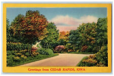 c1940's Road Scene Greetings from Cedar Rapids IA Vintage Unposted Postcard picture