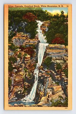 Postcard Crawford Notch NH New Hampshire Silver Cascade Waterfall White Mtns picture