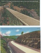 West Virginia Turnpike Linen Postcard Lot of Two Bender Bridge Sand Stone picture