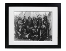 1904 Group of APACHE & SIOUX INDIANS Native Matted & Framed Picture Photo picture