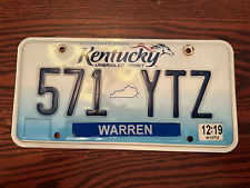 2019 Kentucky License Plate 571 YTZ Unbridled Spirit KY USA Warren Authentic Dec picture