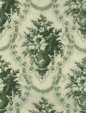 BTHY French Toile Colonial Tea-Stained Ecru Green Reproduction Floral Urn picture