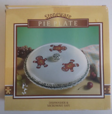 Vintage 80’s Stoneware Ceramic Covered Pie Plate & Lid  Gingerbread Man picture
