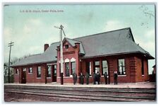 1908 I. C. R. R. Depot Train Station Railroad Cedar Falls Iowa IA Postcard picture