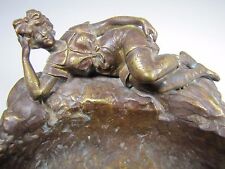 19c VICTORIAN BATHING BEAUTY Bronze Cigar Ashtray Decorative Arts Figural Tray picture