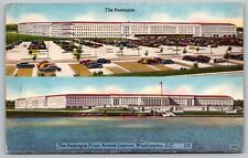 Pentagon Lagoon Washington DC American Flag Multi View Old Cars VNG WOB Postcard picture