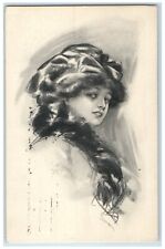 1916 Pretty Woman Curly Long Hair Dunkirk New York NY Posted Antique Postcard picture