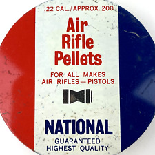 NATIONAL CARTRIDGE AIR RIFLE PELLETS TIN EMPTY Great Britain Vtg Advertising picture