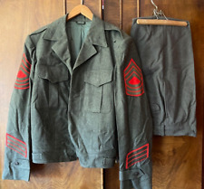 USMC  WWII/KOREA EISENHOWER IKE JACKET AND BUTTON FRONT PANTS MSGT NAMED picture