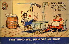 Hillbilly comic Paw turn them chickens & Lets Go to Bed 1940s dog antique stove picture