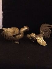Cute Brass Rooster Figurines Made In Greece picture
