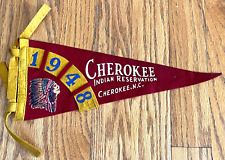 Vintage Cherokee Indian Reservation North Carolina 1948 Felt Pennant Flag 12x4.5 picture