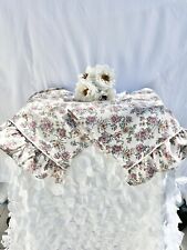 VTG 70’s Pillowcases Cream RUFFLED 100% Cotton COTTAGE FLORAL USA Set Of 2 USA picture