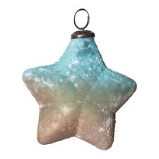 2 Mercury Glass Star Ornaments Agua & Champagne Textured Finish Christmas picture
