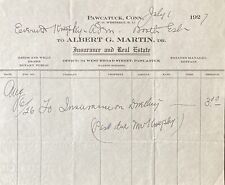 1927 BILLHEAD~ALBERT G. MARTIN, PAWCATUCK, CONN. P.O. WESTERLY, RI. REAL ESTATE picture