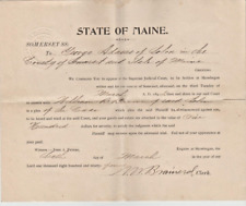 1894 Summons State of Maine Somerset County Skowhegan Supreme Judicial Court picture