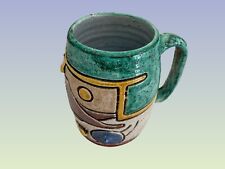 Vintage Mexican Folk Art Mug Signed Handmade & Painted Textured Large picture