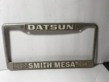 Vintage DATSUN Smith Mesa AZ Logo Metal License Plate Frame Original Broken picture