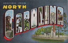 c1940 Large Letter Greetings from North Carolina. Linen Unposted picture