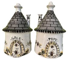 Vintage Italian Pottery L’Assainato Grottaglie Salt Pepper Shaker Twin Houses picture