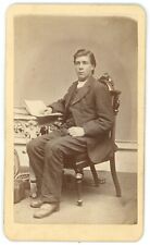 CIRCA 1880'S ID'd CDV Handsome Young Man Sitting With Open Book picture