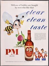 Vintage Magazine Ad 1950 PM De Luxe Whiskey Bumble Bee Red Clover picture