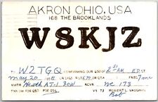 1958 QSL Radio Card Akron Ohio W8KJZ Robert L. Vaughan Posted Postcard picture