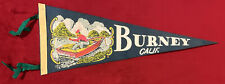 Vintage Burney California 17 Inch Pennant Boat and lake fishing scene graphic picture