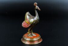 Vintage Handmade Brass Peacock Business Card Holder picture