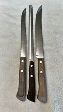 Lot of 3 Flint Arrowhead Stainless Vanadium Knives, Wood Handles: USA picture
