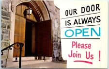 Postcard - Church Door - Our Door is Always Open, Please Join Us picture