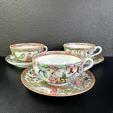 3 Antique Chinese  Famille Rose Cup Saucer Set picture